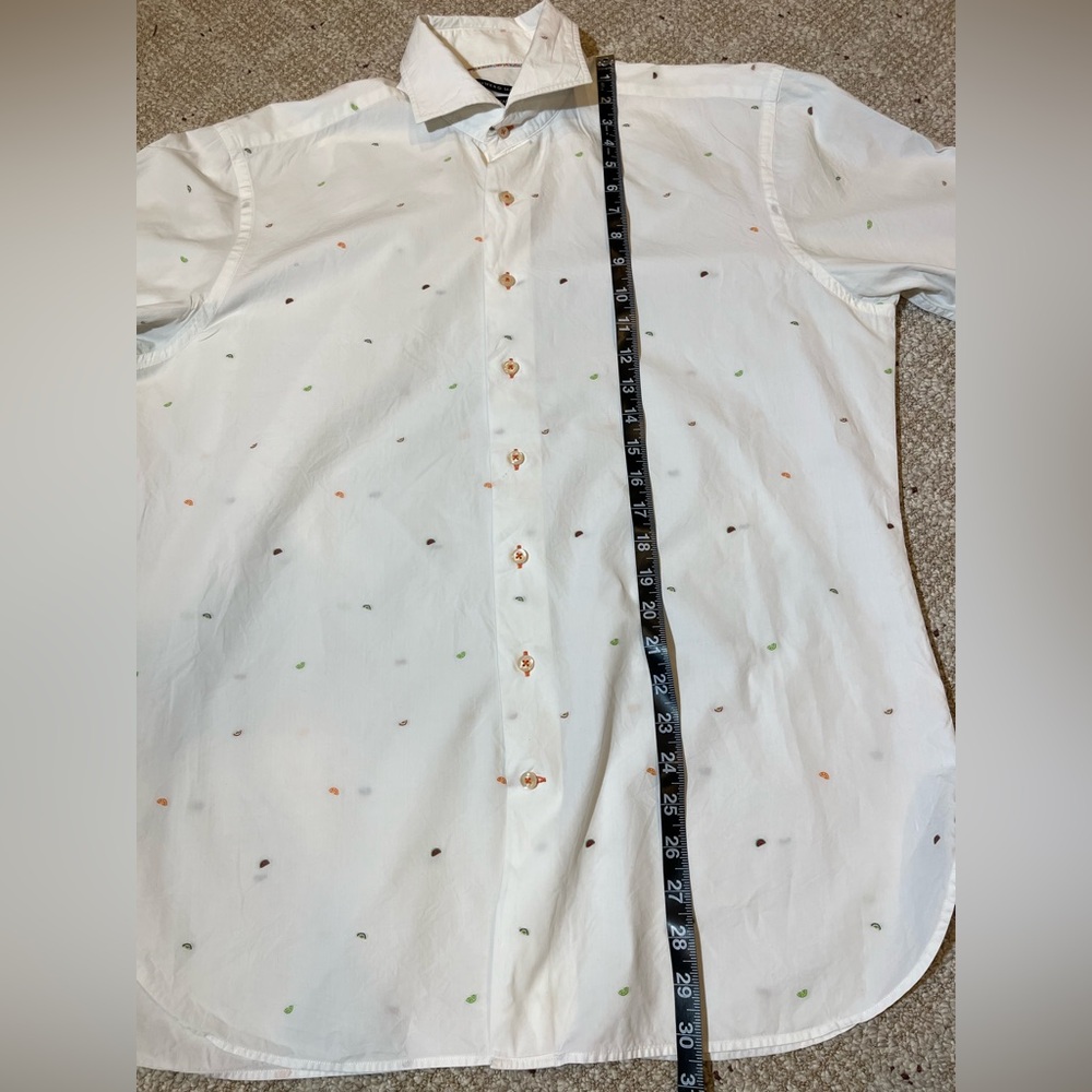 Hammer Made White Fruit Long Sleeve Button Up L Dress Shirt Men's 42/16.5 - Picture 8 of 10